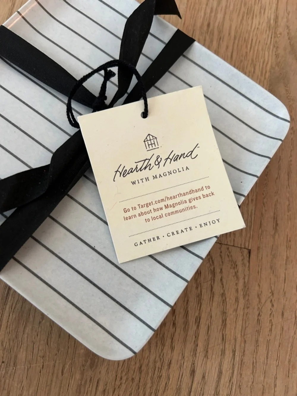 Hearth & Hand White and Black Striped Appetizer set 4PK NEW